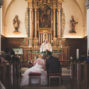 bride and groom in front of priest at hesperange church