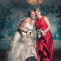 fun shot of the bride with her bridemaid