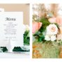 Detail photos of a plain White menu and florals.