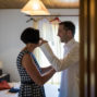 the groom getting ready with his mom