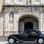 old car is stopping in front of viseu cathedral